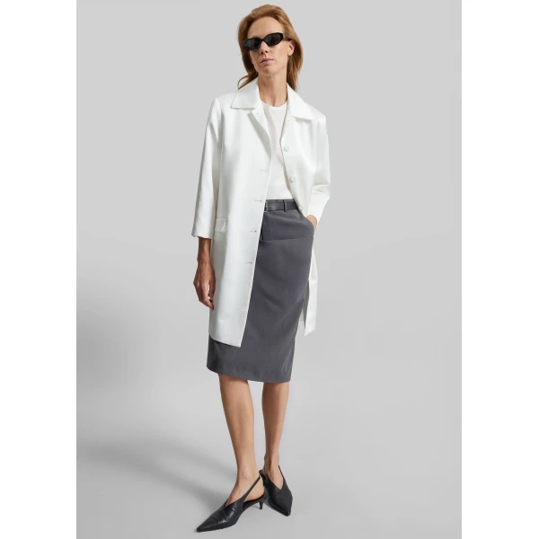 The Frankie Shop Vavin Satin Long Jacket – White, view 4