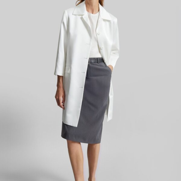 The Frankie Shop Vavin Satin Long Jacket - White - Oversized Minimalist Jackets in White - Shop at Coveti