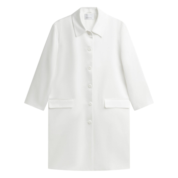 The Frankie Shop Vavin Satin Long Jacket - White - Oversized Minimalist Jackets in White - Shop at Coveti