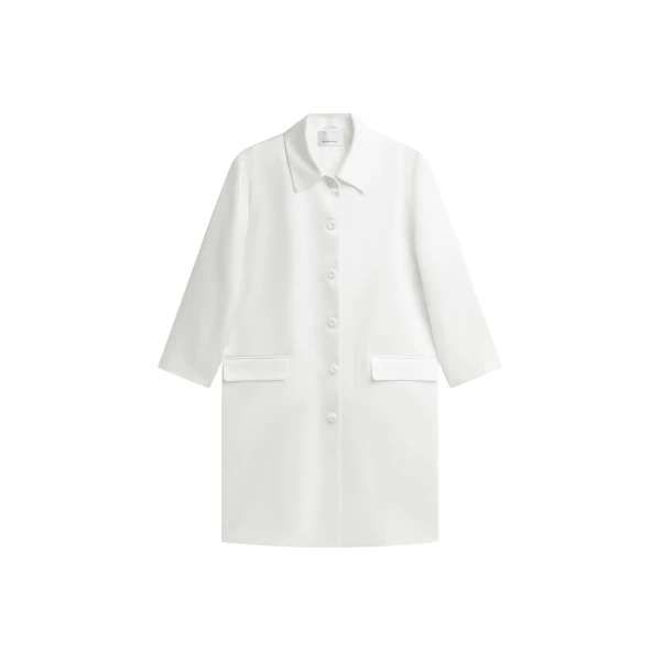 The Frankie Shop Vavin Satin Long Jacket - White - Oversized Minimalist Jackets in White - Shop at Coveti