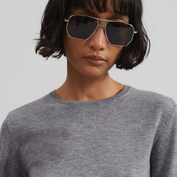The Frankie Shop Veer Zip Cropped Sweater - Grey - Oversized Minimalist Knitwear in Grey - Shop at Coveti