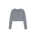 The Frankie Shop Veer Zip Cropped Sweater - Grey - Oversized Minimalist Knitwear in Grey - Shop at Coveti