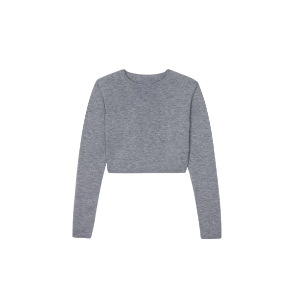 The Frankie Shop Veer Zip Cropped Sweater - Grey - Oversized Minimalist Knitwear in Grey - Shop at Coveti