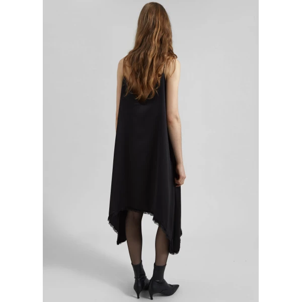 The Frankie Shop Velanne Satin Lace Trim Dress – Black, view 6