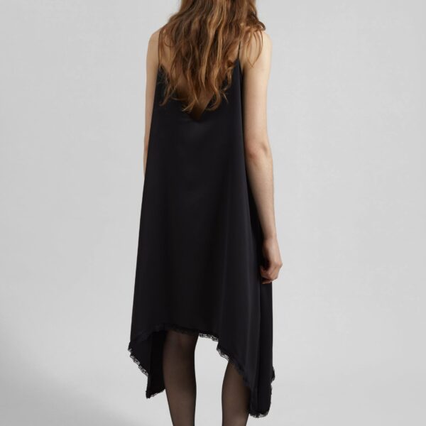 The Frankie Shop Velanne Satin Lace Trim Dress - Black - Oversized Minimalist Dresses in Black - Shop at Coveti