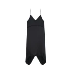 The Frankie Shop Velanne Satin Lace Trim Dress - Black - Oversized Minimalist Dresses in Black - Shop at Coveti
