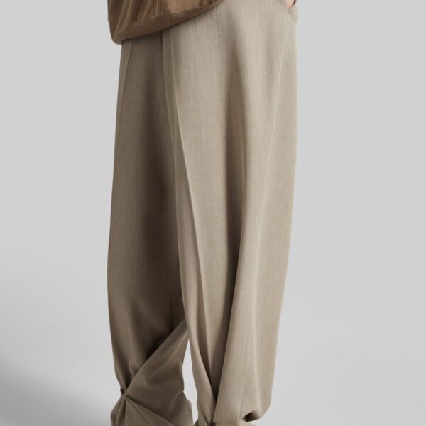 The Frankie Shop Venlo Pleated Trousers - Beige - Oversized Minimalist Pants in Beige - Shop at Coveti