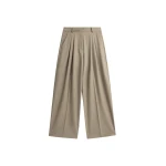 The Frankie Shop Venlo Pleated Trousers - Beige - Oversized Minimalist Pants in Beige - Shop at Coveti
