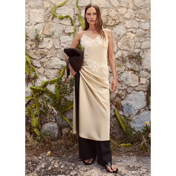 The Frankie Shop Vera Satin Maxi Dress – Vanilla Cream, view 2
