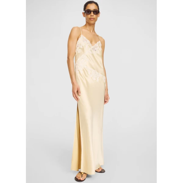 The Frankie Shop Vera Satin Maxi Dress – Vanilla Cream, view 4
