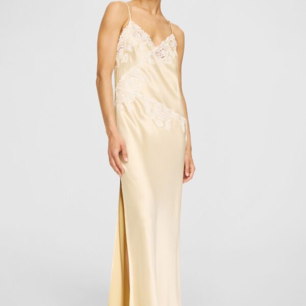 The Frankie Shop Vera Satin Maxi Dress - Vanilla Cream - Oversized Minimalist Dresses in Ivory - Shop at Coveti