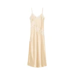 The Frankie Shop Vera Satin Maxi Dress - Vanilla Cream - Oversized Minimalist Dresses in Ivory - Shop at Coveti