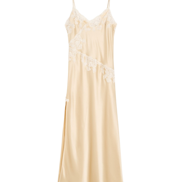 The Frankie Shop Vera Satin Maxi Dress - Vanilla Cream - Oversized Minimalist Dresses in Ivory - Shop at Coveti