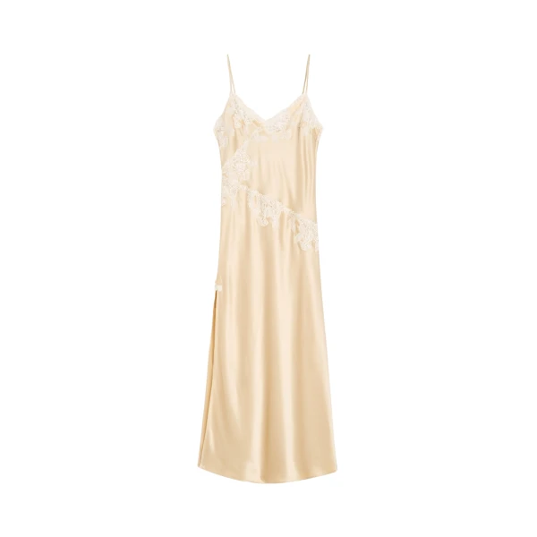 The Frankie Shop Vera Satin Maxi Dress - Vanilla Cream - Oversized Minimalist Dresses in Ivory - Shop at Coveti
