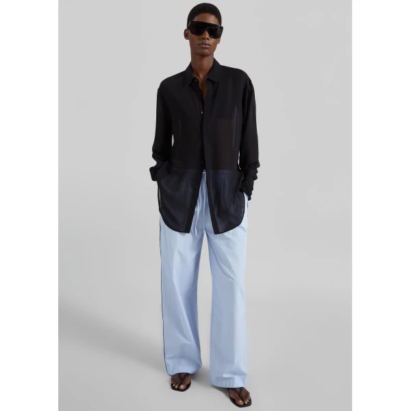 The Frankie Shop Verlin Sheer Chiffon Tie Cuff Shirt – Black, view 2