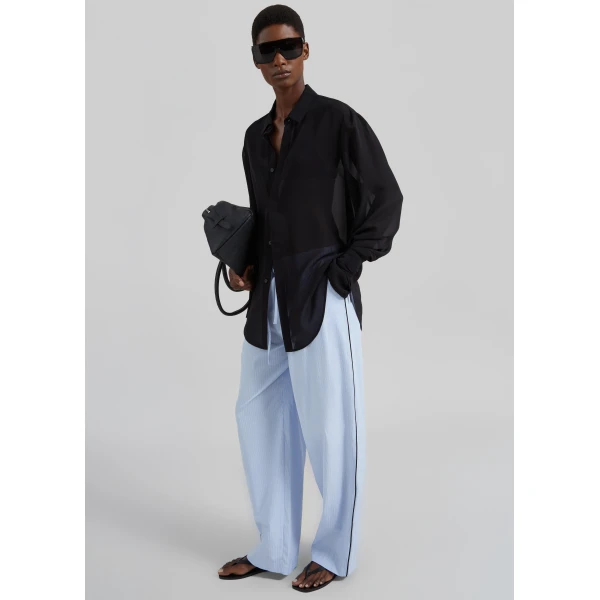The Frankie Shop Verlin Sheer Chiffon Tie Cuff Shirt – Black, view 4