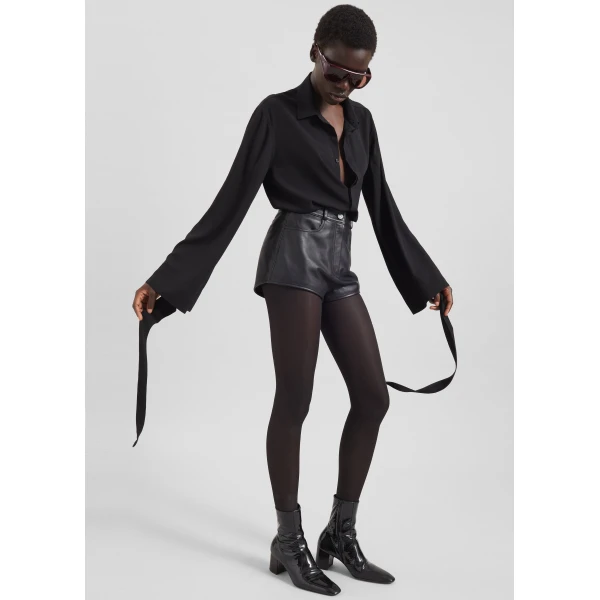 The Frankie Shop Verlin Sheer Chiffon Tie Cuff Shirt – Black, view 5