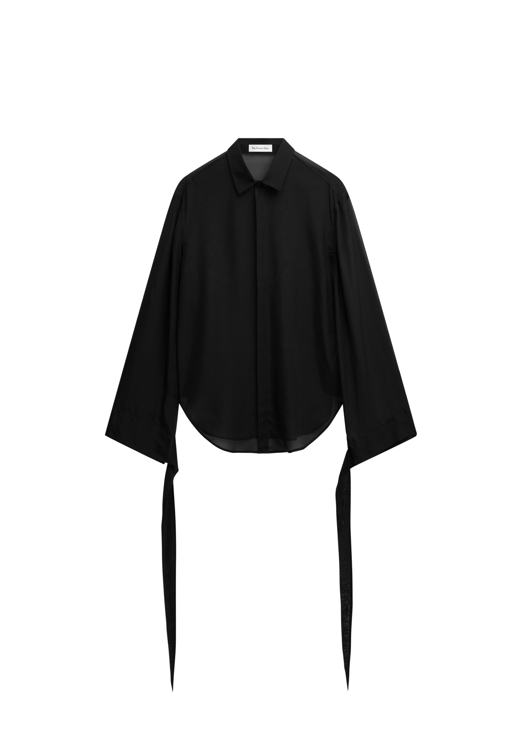 The Frankie Shop Verlin Sheer Chiffon Tie Cuff Shirt – Black