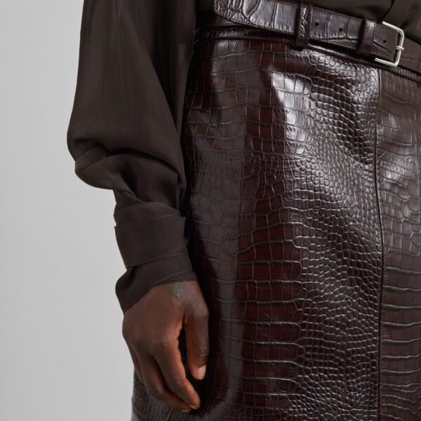 The Frankie Shop Verlin Sheer Chiffon Tie Cuff Shirt - Dark Brown - Oversized Minimalist Tops in Beige - Shop at Coveti