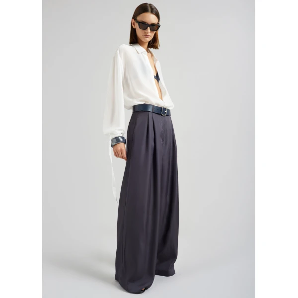 The Frankie Shop Verlin Sheer Chiffon Tie Cuff Shirt – White, view 5