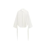 The Frankie Shop Verlin Sheer Chiffon Tie Cuff Shirt - White - Oversized Minimalist Tops in White - Shop at Coveti