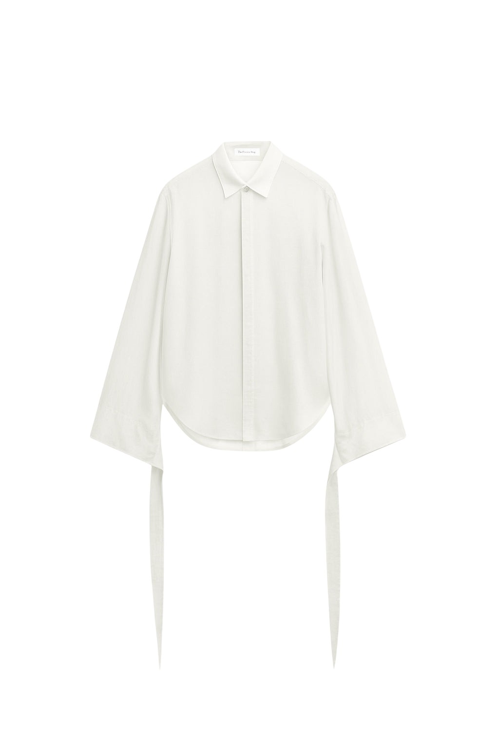 The Frankie Shop Verlin Sheer Chiffon Tie Cuff Shirt – White