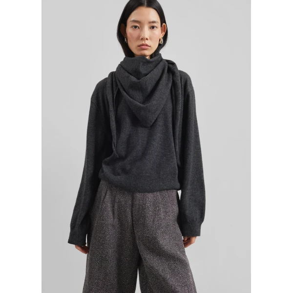 The Frankie Shop Vermont Scarf Sweater – Charcoal, view 3