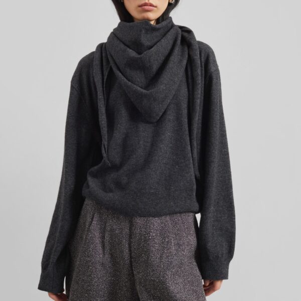 The Frankie Shop Vermont Scarf Sweater - Charcoal - Oversized Minimalist Knitwear in Grey - Shop at Coveti
