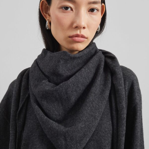 The Frankie Shop Vermont Scarf Sweater - Charcoal - Oversized Minimalist Knitwear in Grey - Shop at Coveti
