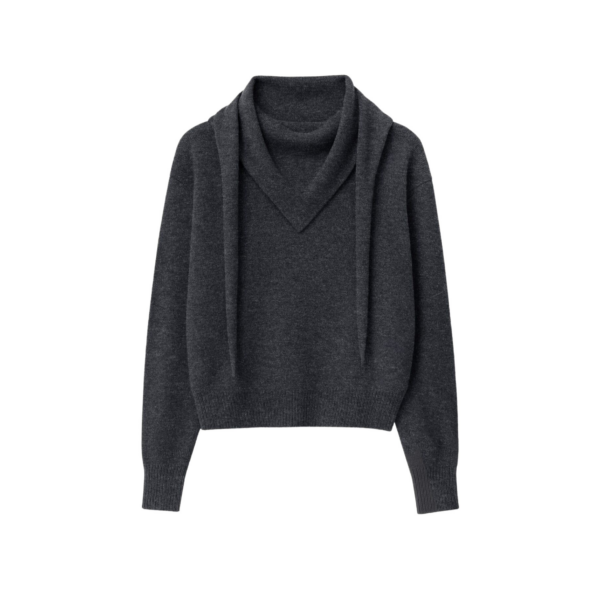 The Frankie Shop Vermont Scarf Sweater - Charcoal - Oversized Minimalist Knitwear in Grey - Shop at Coveti