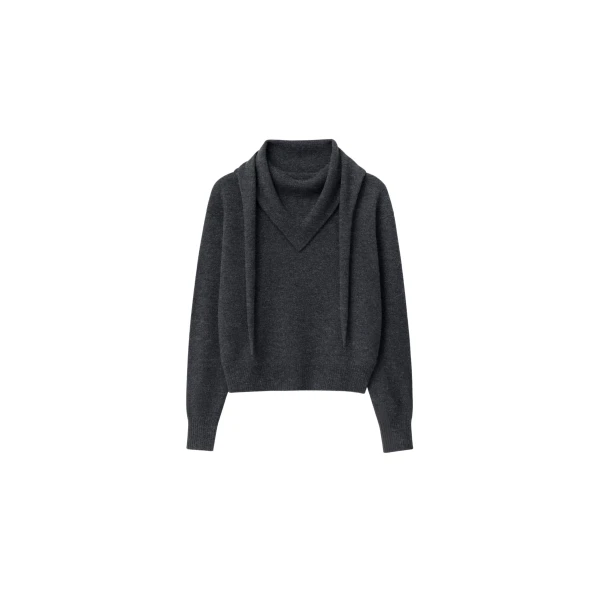 The Frankie Shop Vermont Scarf Sweater - Charcoal - Oversized Minimalist Knitwear in Grey - Shop at Coveti