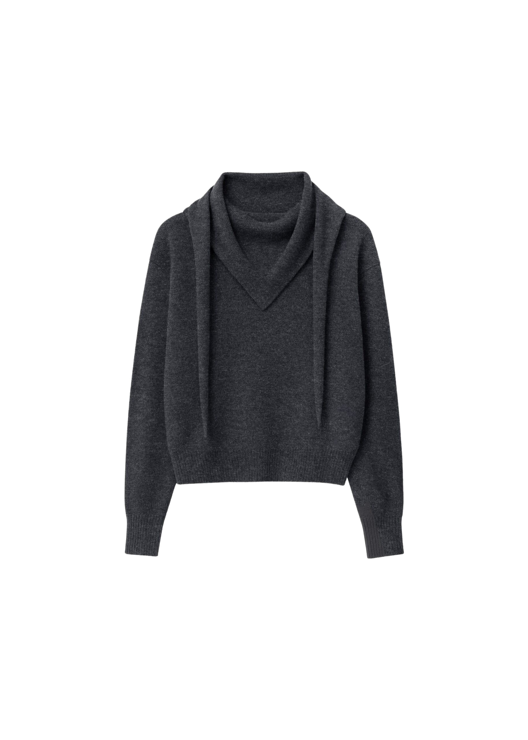 The Frankie Shop Vermont Scarf Sweater - Charcoal - Oversized Minimalist Knitwear in Grey - Shop at Coveti