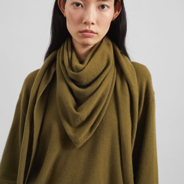 The Frankie Shop Vermont Scarf Sweater - Olive - Oversized Minimalist Knitwear in Green - Shop at Coveti
