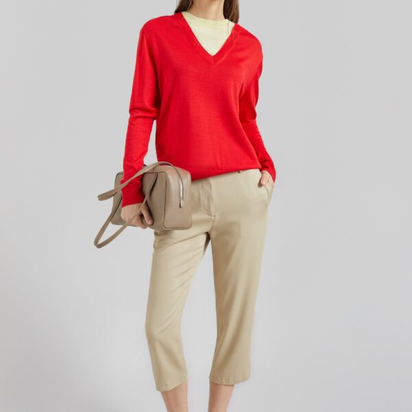 The Frankie Shop Vernon Layered Knit Pullover - Red - Oversized Minimalist Knitwear in Red - Shop at Coveti