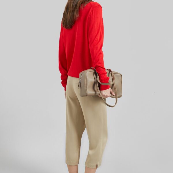 The Frankie Shop Vernon Layered Knit Pullover - Red - Oversized Minimalist Knitwear in Red - Shop at Coveti
