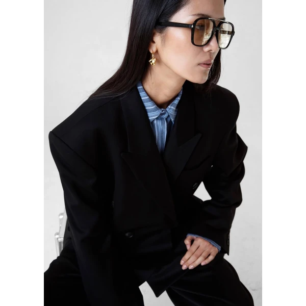 The Frankie Shop Vester Double-Breasted Blazer – Black, view 4