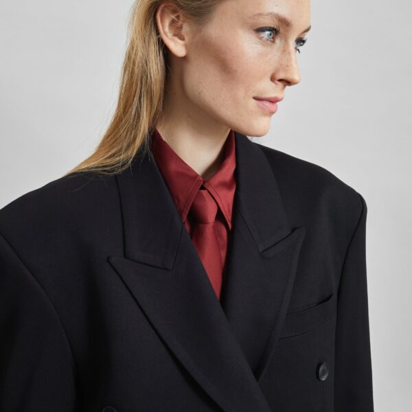 The Frankie Shop Vester Double-Breasted Blazer - Black - Oversized Minimalist Jackets in Black - Shop at Coveti