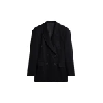 The Frankie Shop Vester Double-Breasted Blazer - Black - Oversized Minimalist Jackets in Black - Shop at Coveti