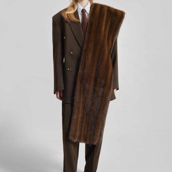 The Frankie Shop Vester Double-Breasted Blazer - Brown - Oversized Minimalist Jackets in Beige - Shop at Coveti