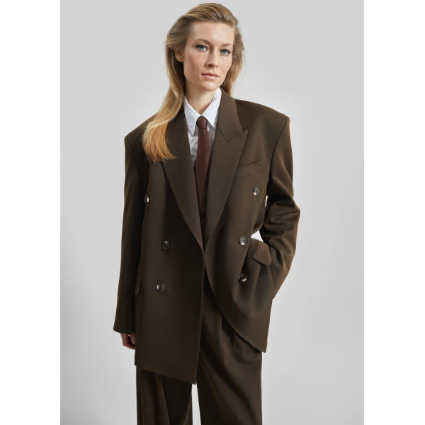 The Frankie Shop Vester Double-Breasted Blazer – Brown, view 5