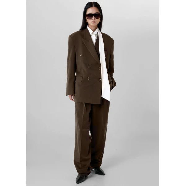 The Frankie Shop Vester Double-Breasted Blazer – Brown, view 6