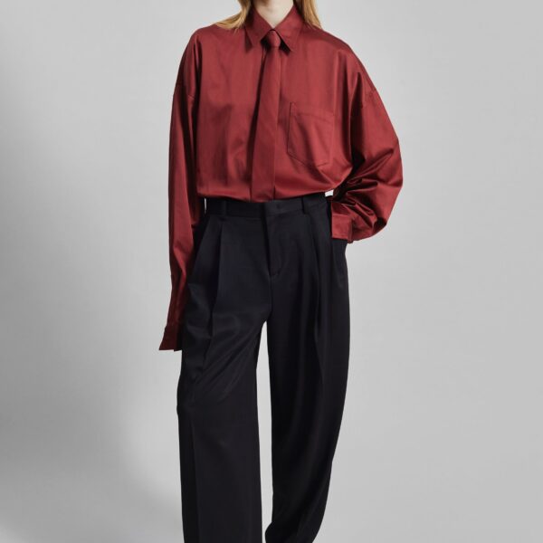 The Frankie Shop Vester Pleated Trousers - Black - Oversized Minimalist Pants in Black - Shop at Coveti