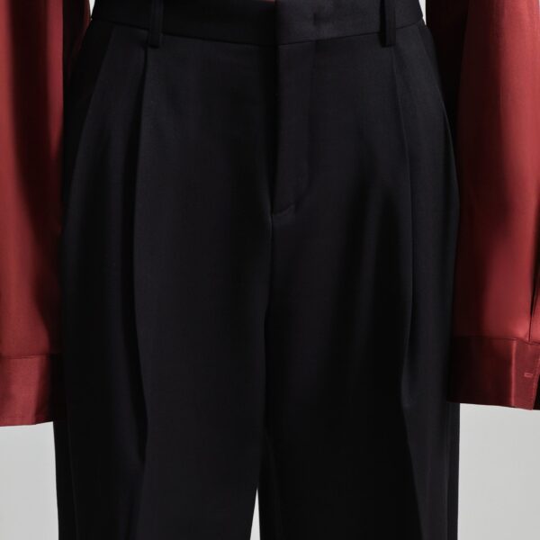 The Frankie Shop Vester Pleated Trousers - Black - Oversized Minimalist Pants in Black - Shop at Coveti