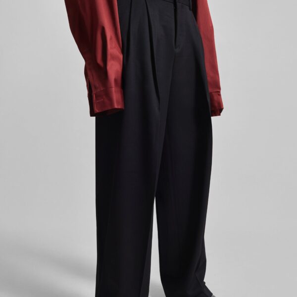 The Frankie Shop Vester Pleated Trousers - Black - Oversized Minimalist Pants in Black - Shop at Coveti