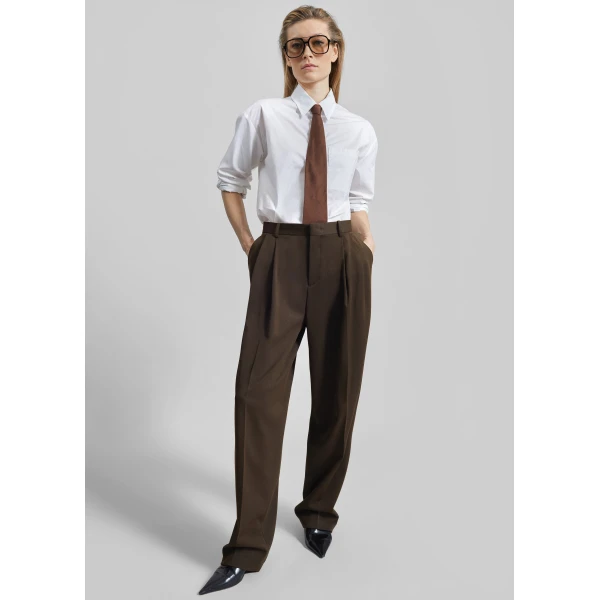 The Frankie Shop Vester Pleated Trousers – Brown, view 3