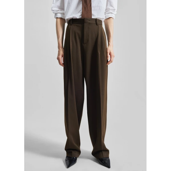 The Frankie Shop Vester Pleated Trousers – Brown, view 4