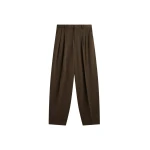 The Frankie Shop Vester Pleated Trousers - Brown - Oversized Minimalist Pants in Beige - Shop at Coveti
