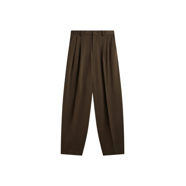 The Frankie Shop Vester Pleated Trousers - Brown - Oversized Minimalist Pants in Beige - Shop at Coveti