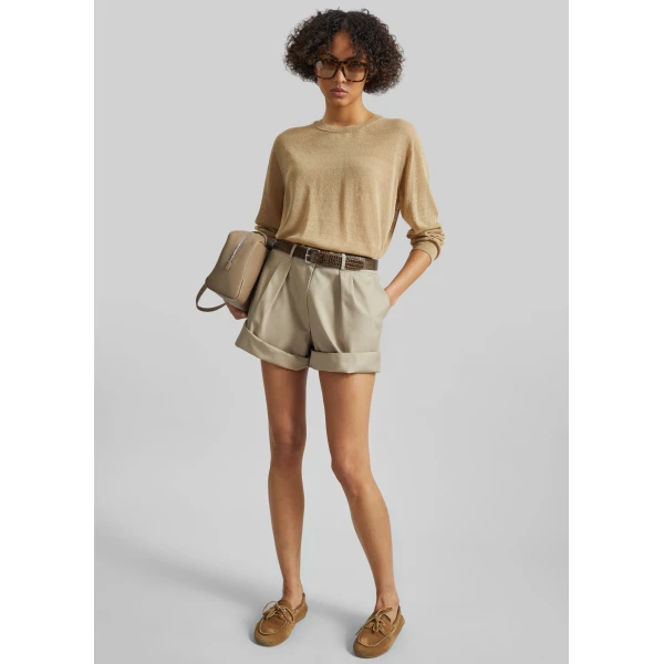 The Frankie Shop Veyra Adjustable Cuff Shorts – Beige, view 2
