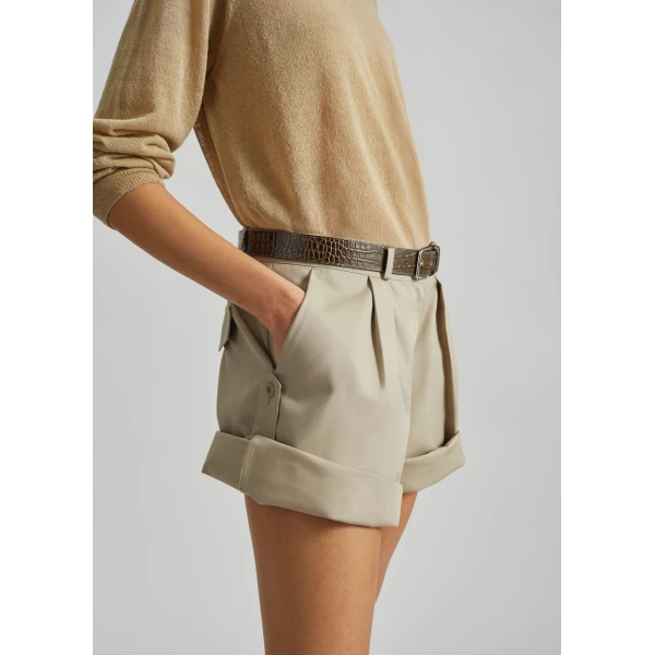 The Frankie Shop Veyra Adjustable Cuff Shorts – Beige, view 5